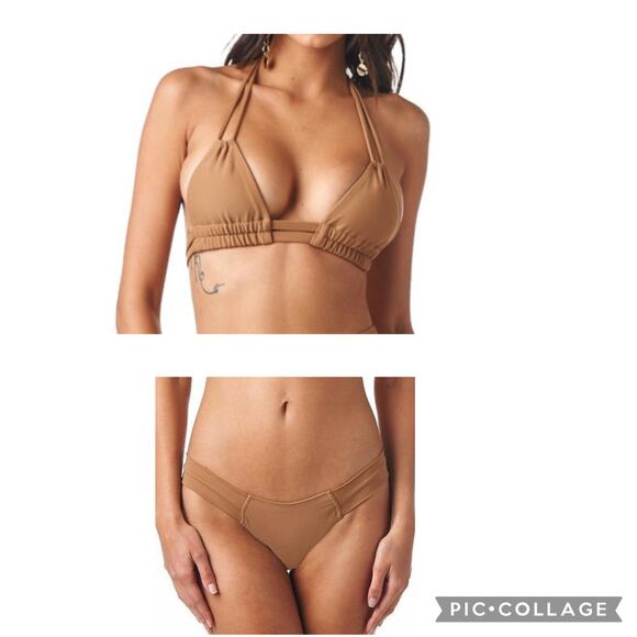 NEW Montce Cappuccino Bikini Set Dopio Top Uno Bottom Women’s Size XL - Picture 1 of 8